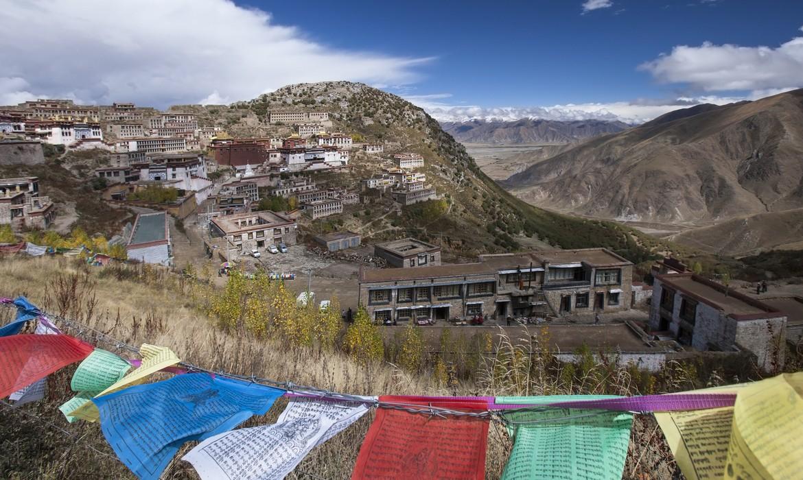 Prayer flags, Ganden Monastery