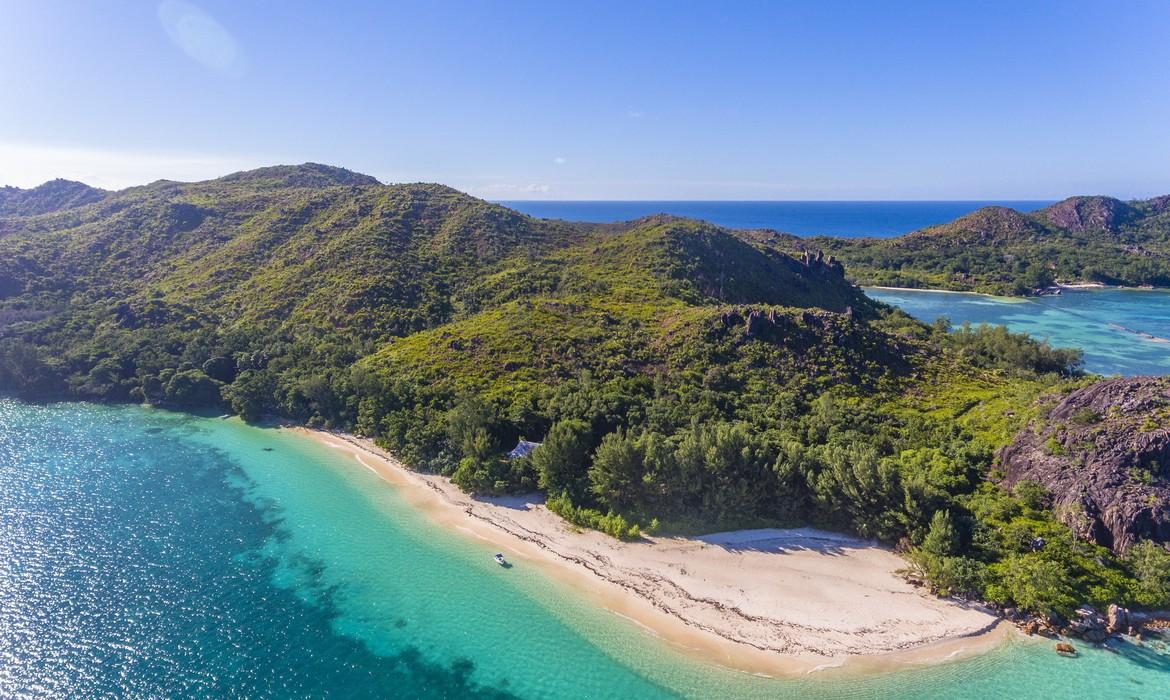 Aerial view, Curieuse Island