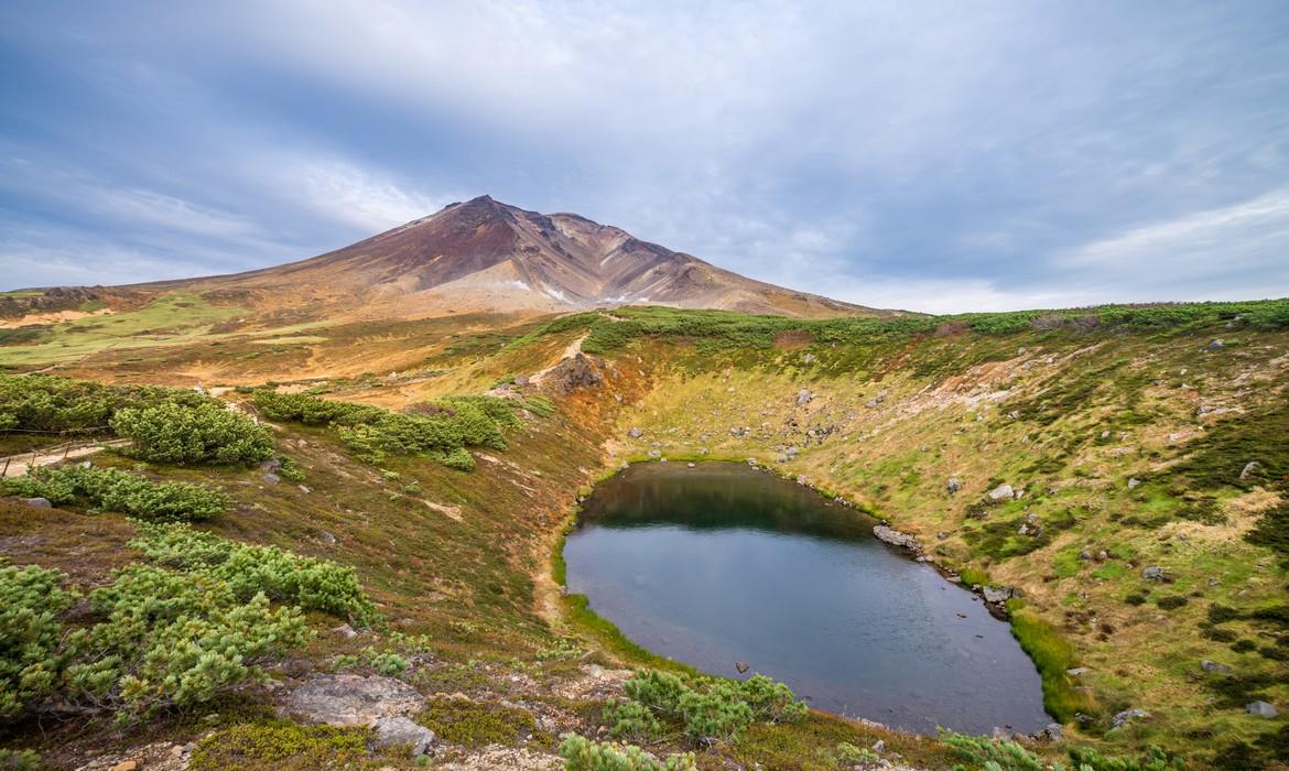 Mount Asahidake with pond, Daisetsuzan NP