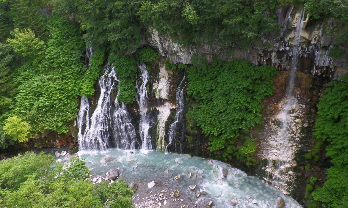 Shirahige Waterfalls and the Blue River, Biei