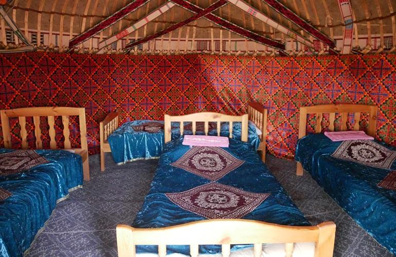 Yurt interior, Lake Aydurkal