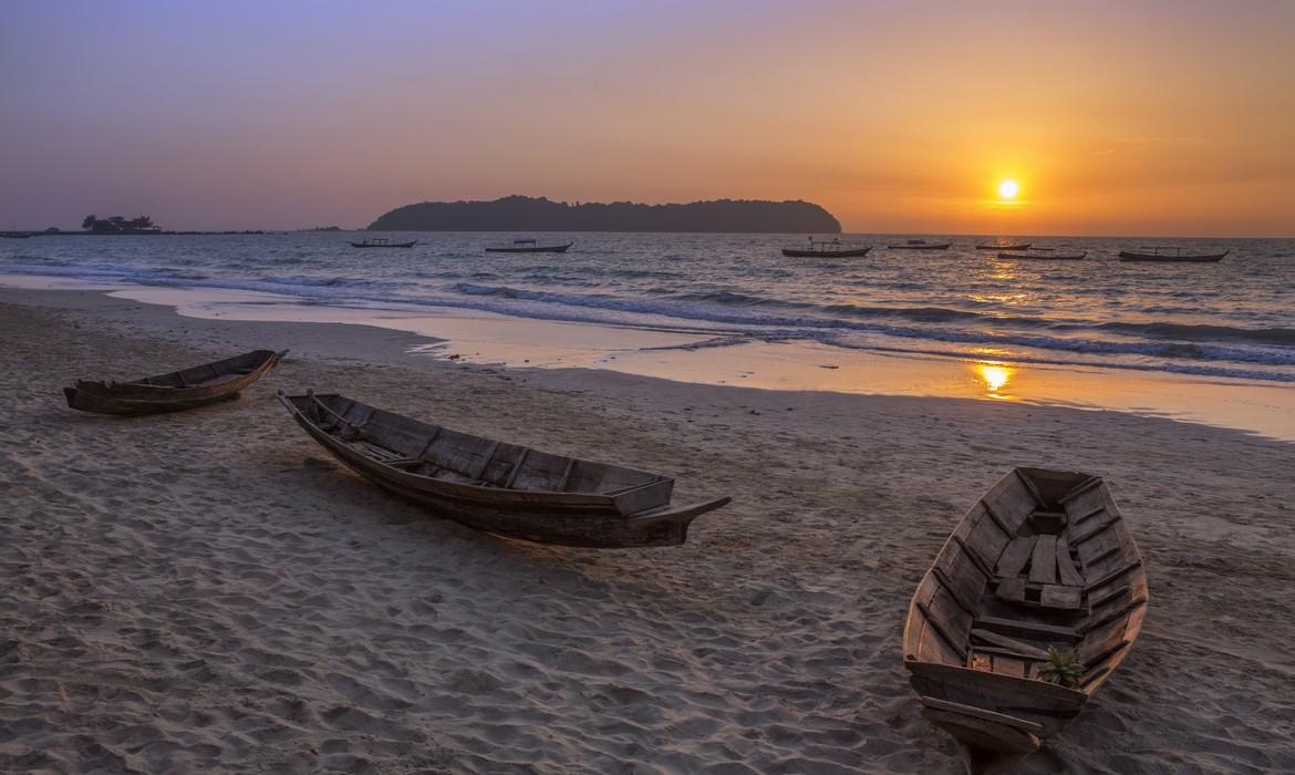 Boats at sunset, Ngapali Beach