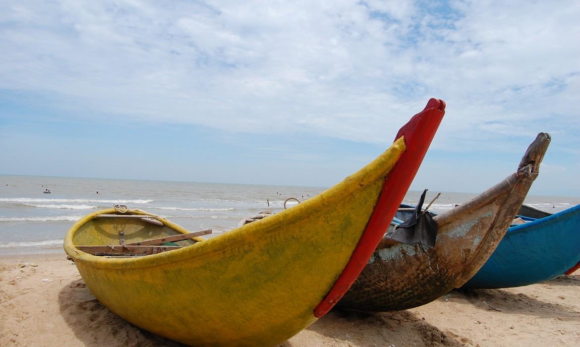 Wooden boats on the beach, Quy Nhon