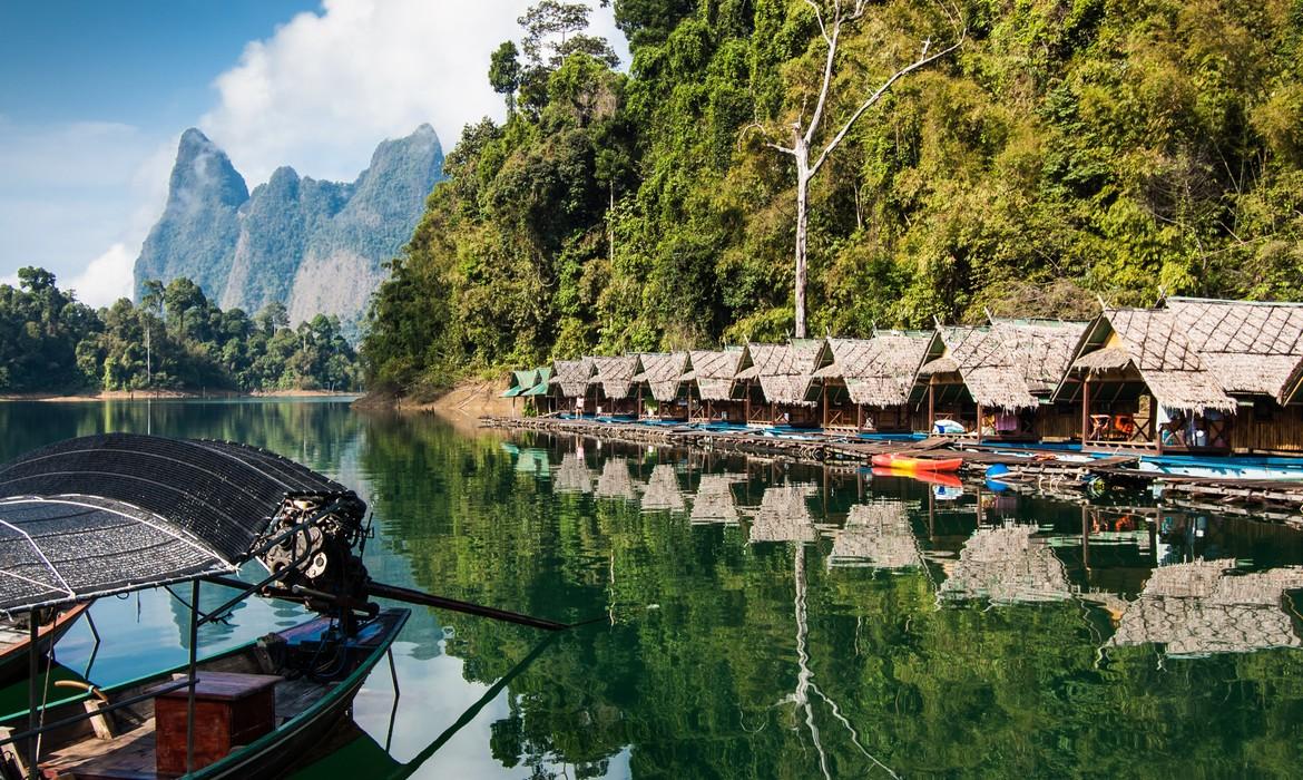 Lakeside raft houses, Khao Sok National Park