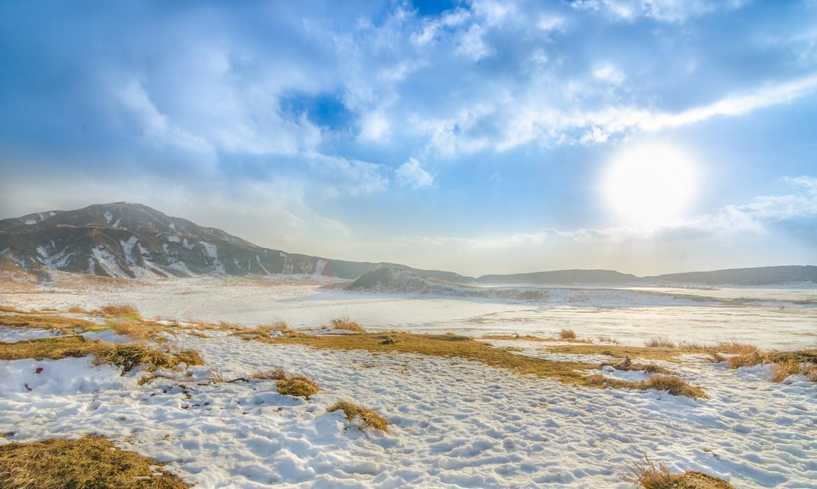 Snow, Mount Aso