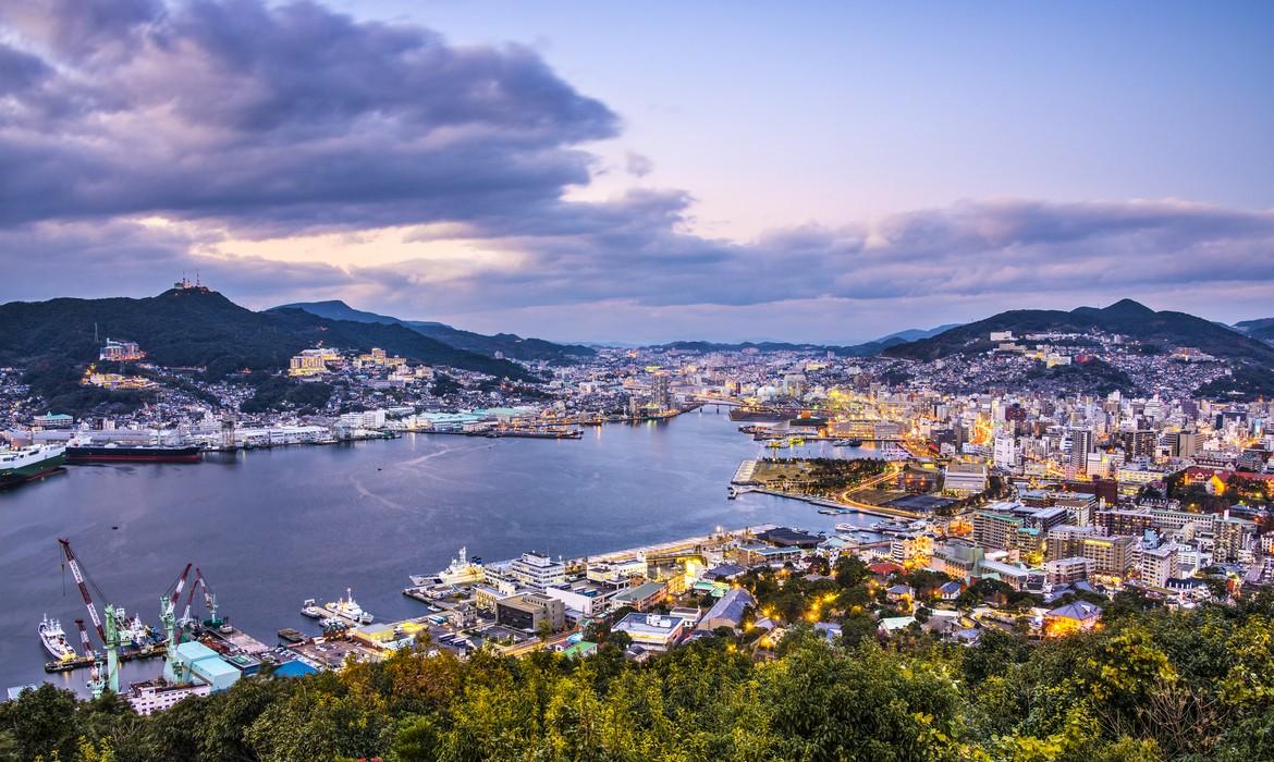 Japan skyline at the bay, Nagasaki