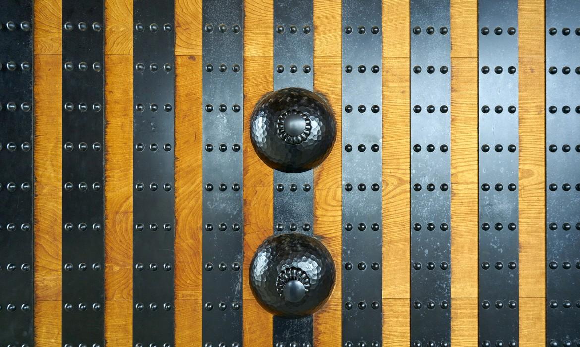 Detail of traditional door gate in Kanazawa Castle, Kanazawa