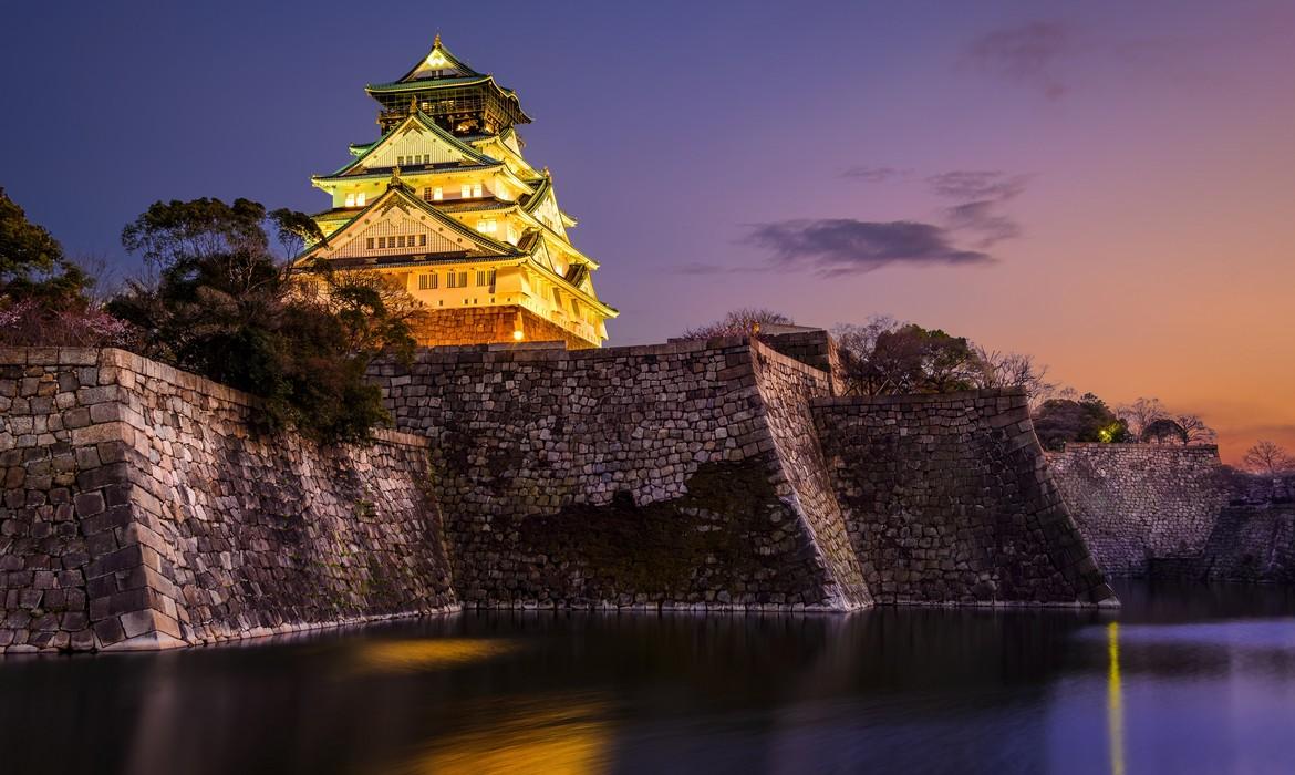 Osaka Castle at sunset