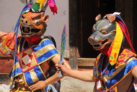 Tsechu dancers, Bumthang