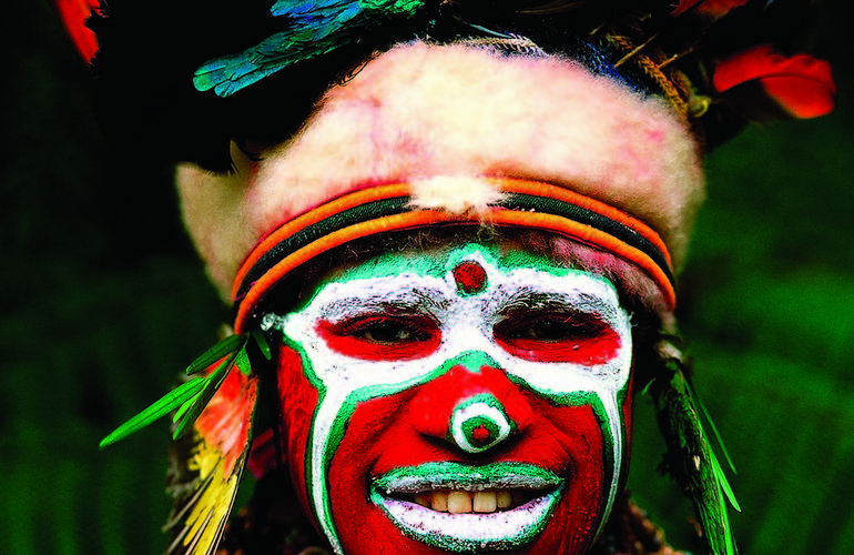 Woman in traditional bilas, Eastern Highlands