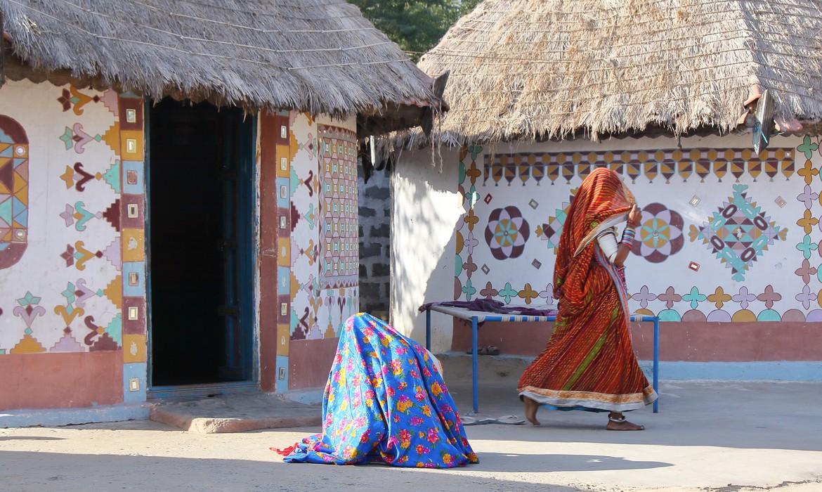 Traditional houses - Bhungas in a local village near Bhuj