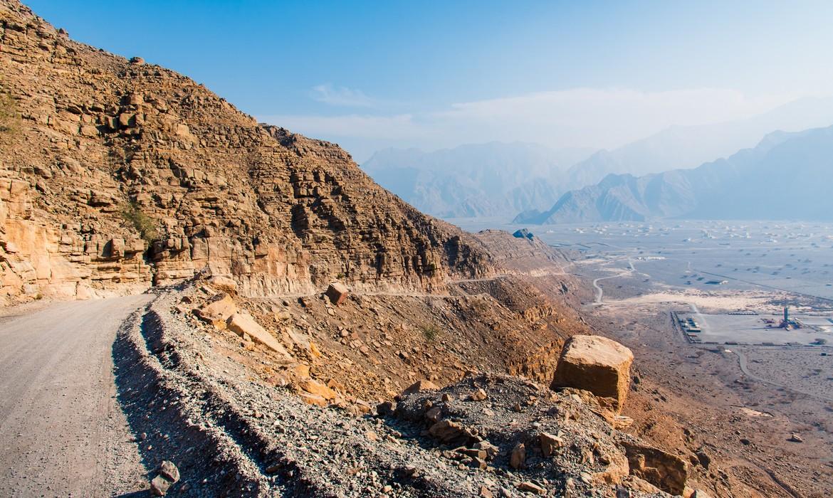 Scenic desert road in Musandam