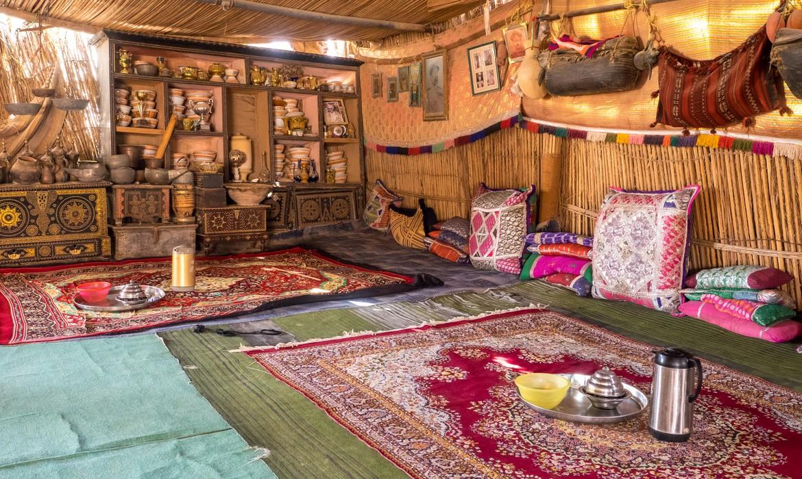 Bedouin traditional tent interior, Wahiba Sands