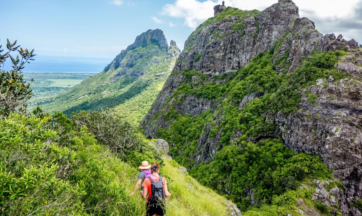 Walking in Trois Mamelles mountains, Central Mauritius