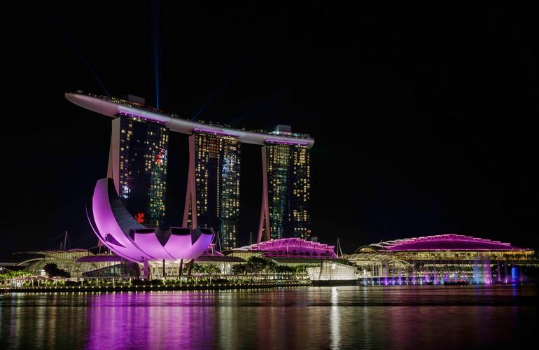 At night, Marina Bay Sands