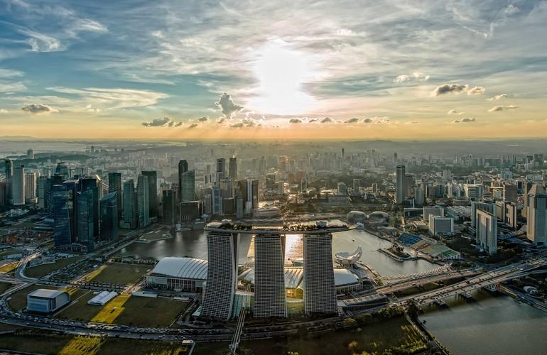 Aerial view, Marina Bay Sands