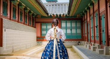 Girl wearing a hanbok in South Korea